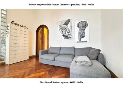 Area soggiorno di STAZIONE CENTRALE - 4 posti letto con wifi e netflix a Piazza Garibaldi
