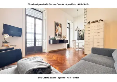 Area soggiorno di STAZIONE CENTRALE - 4 posti letto con wifi e netflix a Piazza Garibaldi