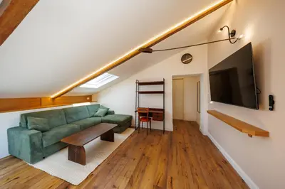 TV o dispositivi per l'intrattenimento presso Exclusive Spaccanapoli Penthouse-Terrace with Lift By HouseinNaples