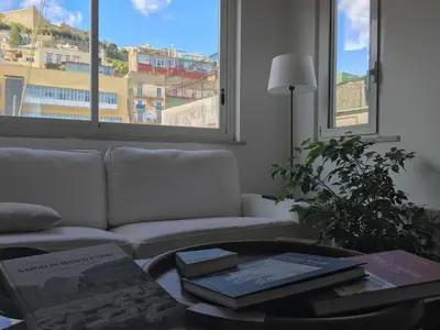 Area soggiorno di Penthouse on the Bay of Naples