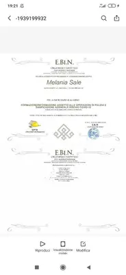 Certificato, attestato, insegna o altro documento esposto da b&b Zia Sua